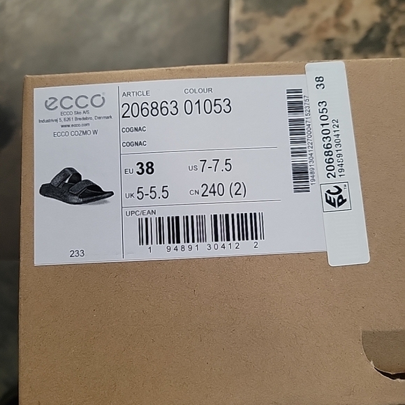 ECCO Cozmo 2-Band Sandals Cognac Animal Print NEW - Picture 6 of 8